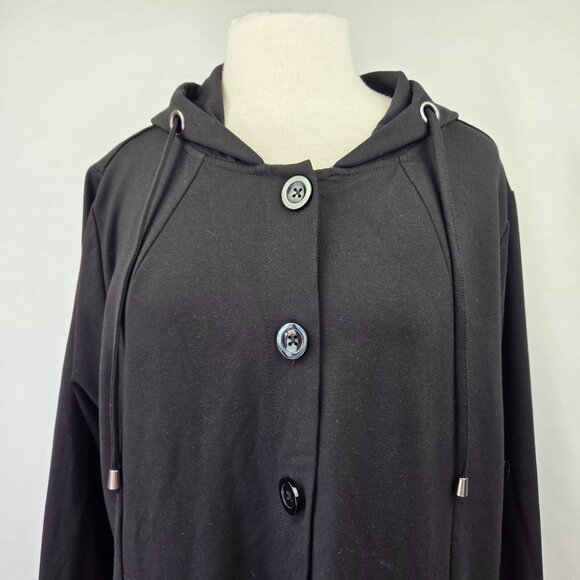 Christian Siriano Hooded Button-Up Swing Jacket Black Size 2X - Picture 6 of 11